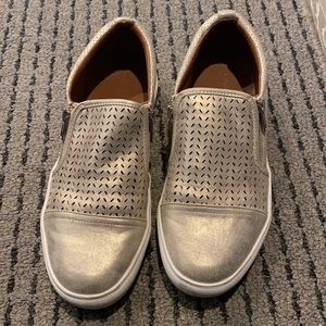 Report Alexa gold slip on zip up sneakers size 10